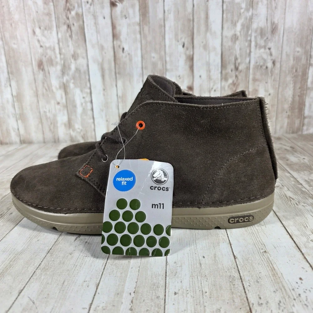 Crocs Mens‎ Size M11 Brown Suede Relaxed Fit Chukka Boots New With Tags